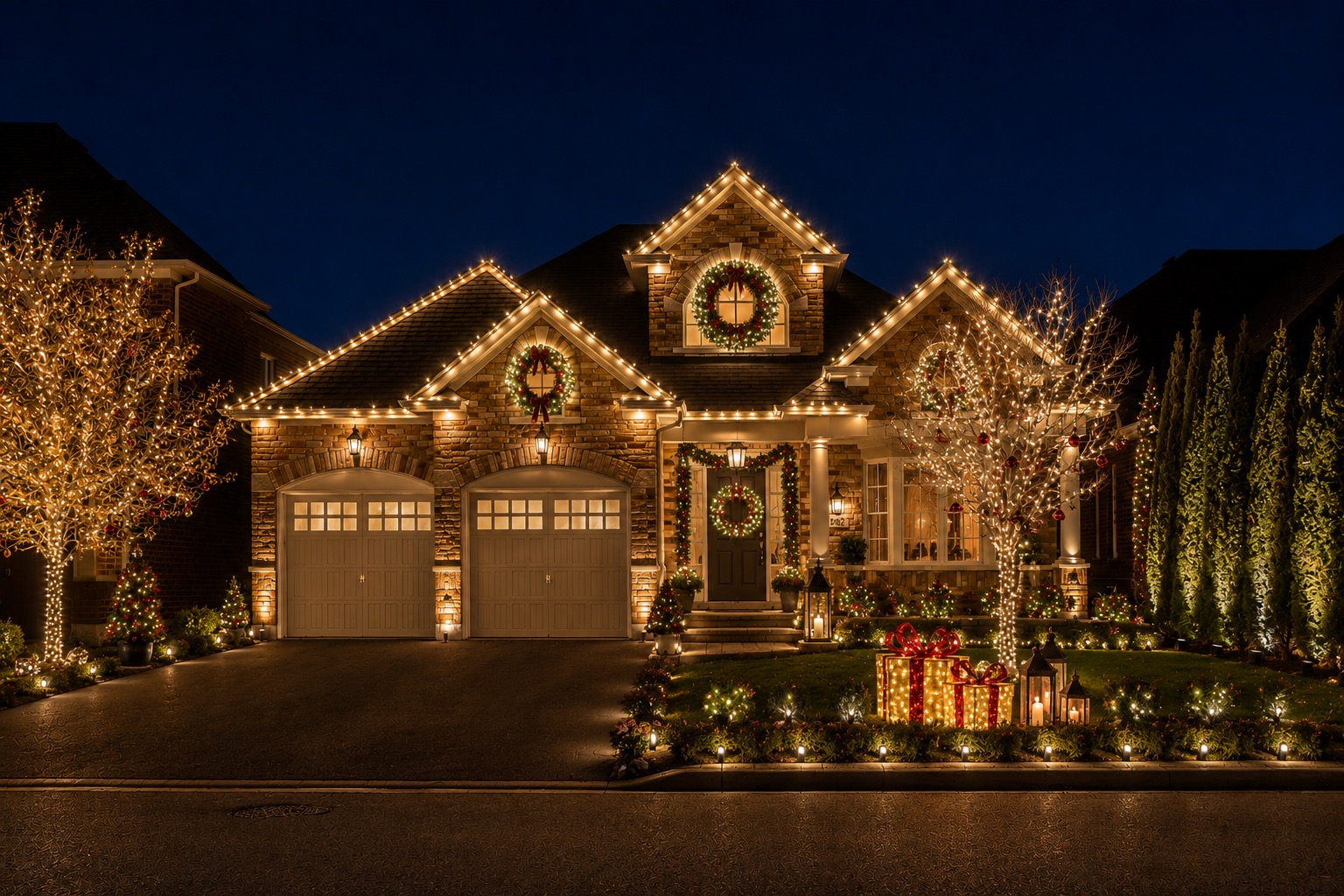 House A luxury Christmas lighting design