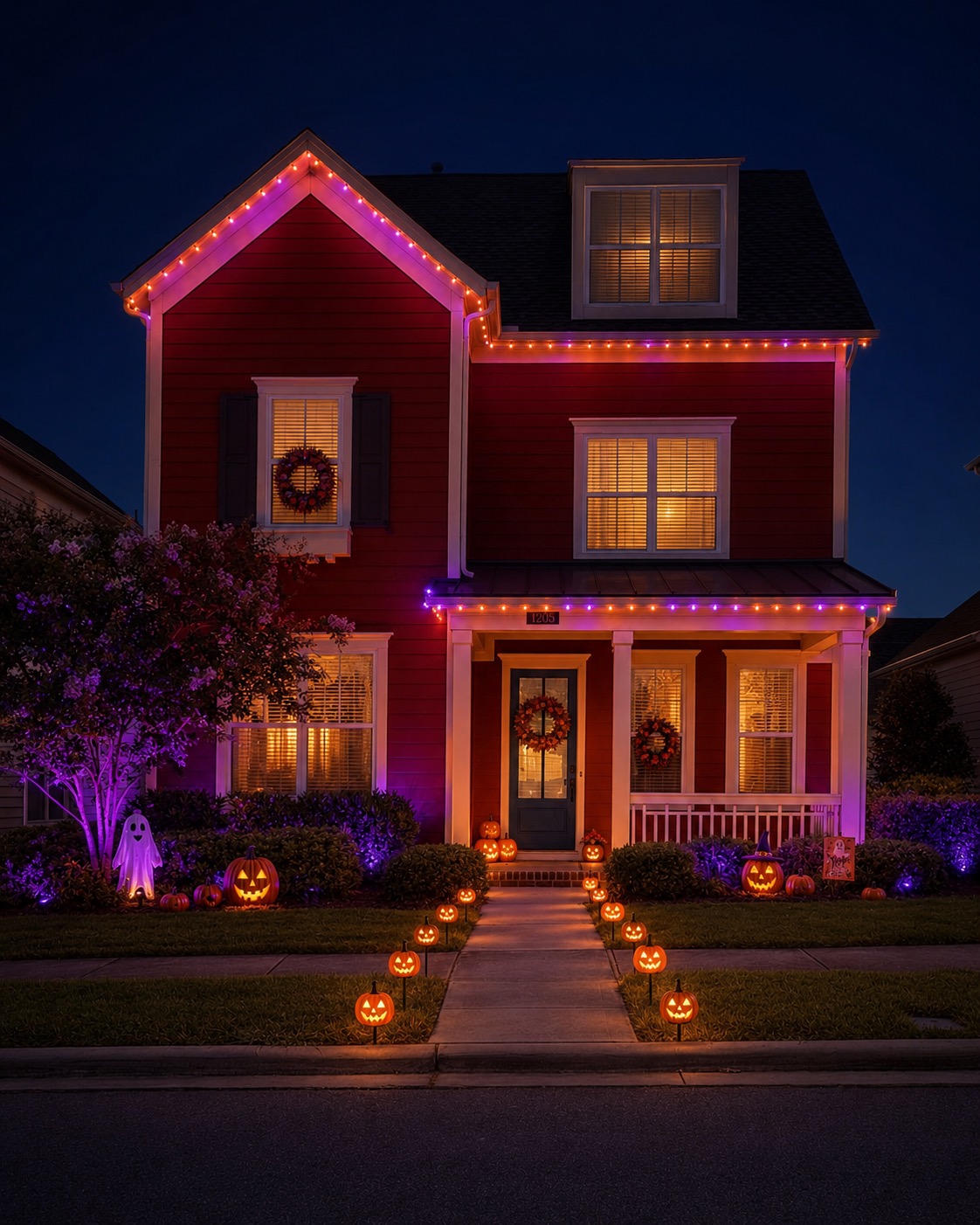 House B Halloween lighting design
